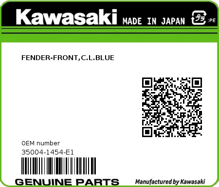 Product image: Kawasaki - 35004-1454-E1 - FENDER-FRONT,C.L.BLUE  0