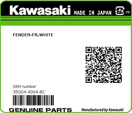 Product image: Kawasaki - 35004-4004-8C - FENDER-FR,WHITE  0