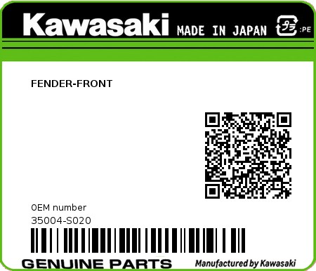 Product image: Kawasaki - 35004-S020 - FENDER-FRONT  0