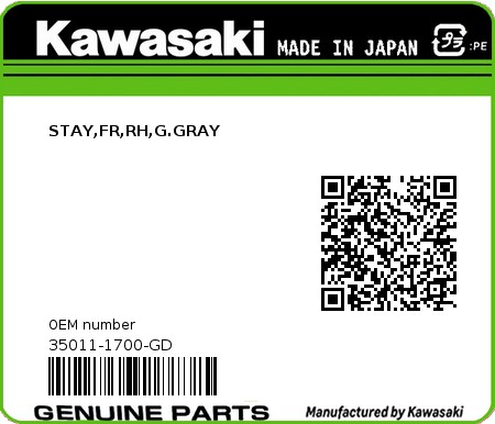 Product image: Kawasaki - 35011-1700-GD - STAY,FR,RH,G.GRAY  0