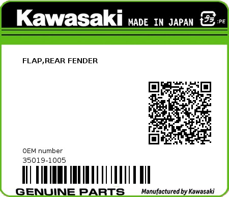 Product image: Kawasaki - 35019-1005 - FLAP,REAR FENDER  0