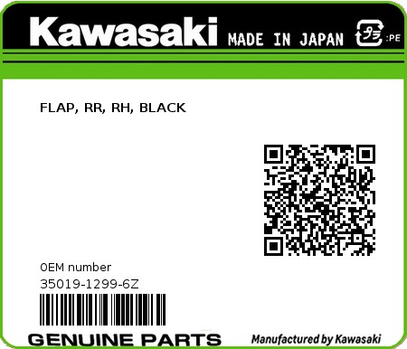 Product image: Kawasaki - 35019-1299-6Z - FLAP, RR, RH, BLACK  0