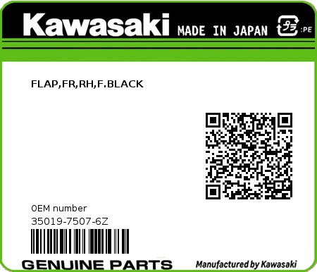 Product image: Kawasaki - 35019-7507-6Z - FLAP,FR,RH,F.BLACK  0