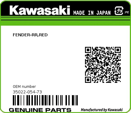 Product image: Kawasaki - 35022-054-73 - FENDER-RR,RED  0