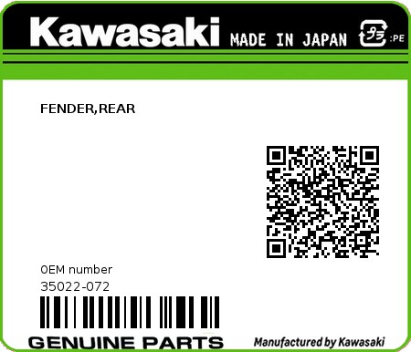 Product image: Kawasaki - 35022-072 - FENDER,REAR  0