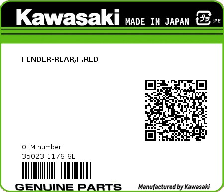 Product image: Kawasaki - 35023-1176-6L - FENDER-REAR,F.RED  0