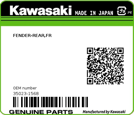 Product image: Kawasaki - 35023-1568 - FENDER-REAR,FR  0
