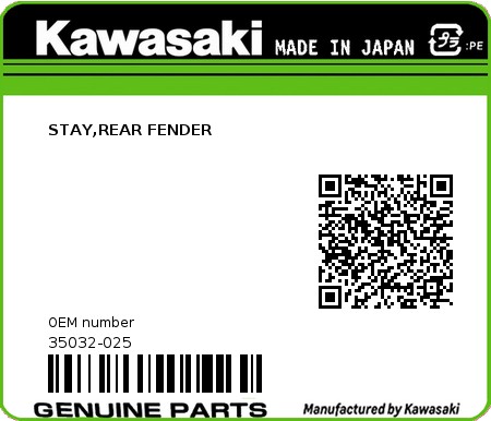 Product image: Kawasaki - 35032-025 - STAY,REAR FENDER  0