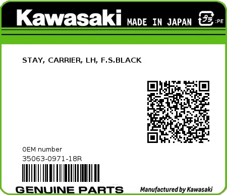 Product image: Kawasaki - 35063-0971-18R - STAY, CARRIER, LH, F.S.BLACK  0