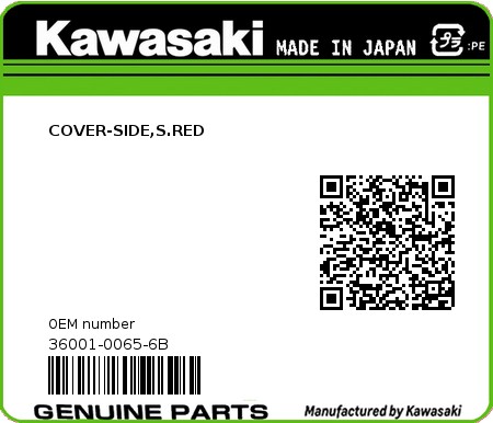 Product image: Kawasaki - 36001-0065-6B - COVER-SIDE,S.RED  0