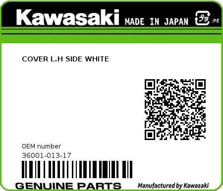 Product image: Kawasaki - 36001-013-17 - COVER L.H SIDE WHITE  0