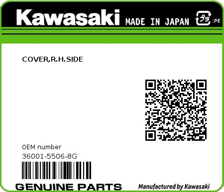 Product image: Kawasaki - 36001-5506-8G - COVER,R.H.SIDE  0