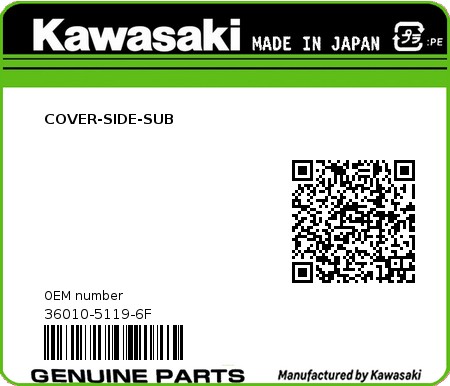 Product image: Kawasaki - 36010-5119-6F - COVER-SIDE-SUB  0