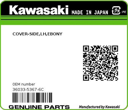 Product image: Kawasaki - 36033-5367-6C - COVER-SIDE,LH,EBONY  0