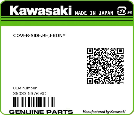 Product image: Kawasaki - 36033-5376-6C - COVER-SIDE,RH,EBONY  0