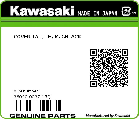 Product image: Kawasaki - 36040-0037-15Q - COVER-TAIL, LH, M.D.BLACK  0