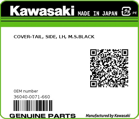 Product image: Kawasaki - 36040-0071-660 - COVER-TAIL, SIDE, LH, M.S.BLACK  0