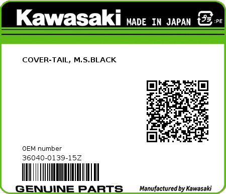 Product image: Kawasaki - 36040-0139-15Z - COVER-TAIL, M.S.BLACK  0