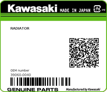 Product image: Kawasaki - 39060-0040 - RADIATOR  0