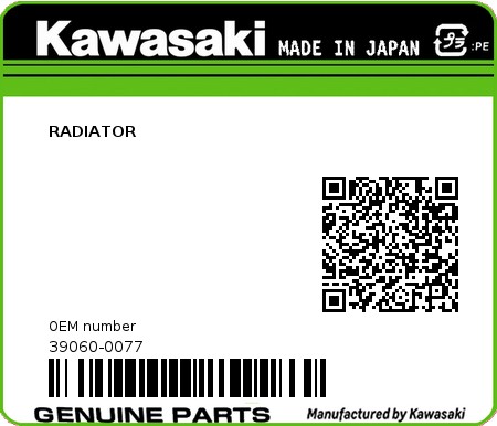 Product image: Kawasaki - 39060-0077 - RADIATOR  0