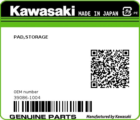 Product image: Kawasaki - 39086-1004 - PAD,STORAGE  0