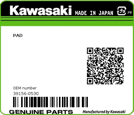 Product image: Kawasaki - 39156-0530 - PAD  0
