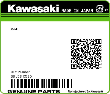 Product image: Kawasaki - 39156-0560 - PAD  0