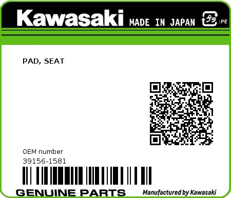 Product image: Kawasaki - 39156-1581 - PAD, SEAT  0