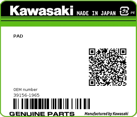 Product image: Kawasaki - 39156-1965 - PAD  0