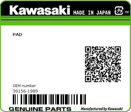 Product image: Kawasaki - 39156-1989 - PAD  0