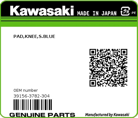 Product image: Kawasaki - 39156-3782-304 - PAD,KNEE,S.BLUE  0