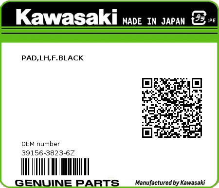 Product image: Kawasaki - 39156-3823-6Z - PAD,LH,F.BLACK  0