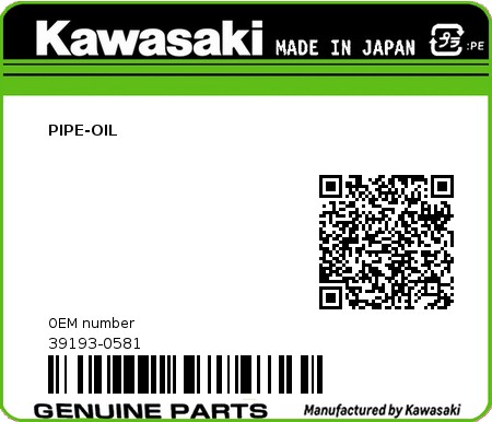 Product image: Kawasaki - 39193-0581 - PIPE-OIL  0