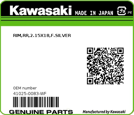 Product image: Kawasaki - 41025-0083-WF - RIM,RR,2.15X18,F.SILVER  0
