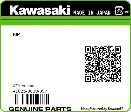Product image: Kawasaki - 41025-0089-397 - RIM  0