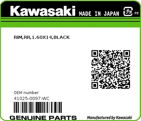 Product image: Kawasaki - 41025-0097-WC - RIM,RR,1.60X14,BLACK  0