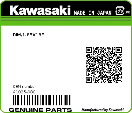 Product image: Kawasaki - 41025-080 - RIM,1.85X18E  0