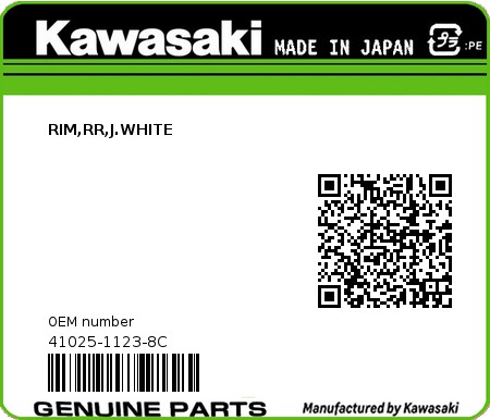 Product image: Kawasaki - 41025-1123-8C - RIM,RR,J.WHITE  0