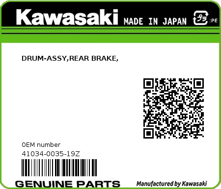 Product image: Kawasaki - 41034-0035-19Z - DRUM-ASSY,REAR BRAKE,  0
