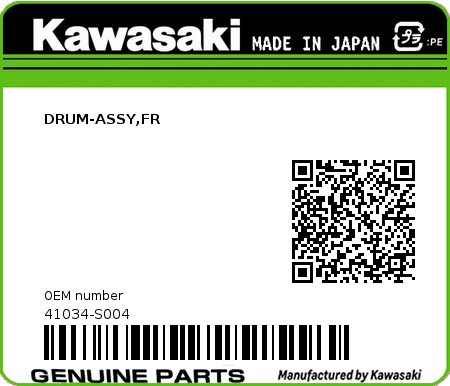 Product image: Kawasaki - 41034-S004 - DRUM-ASSY,FR  0