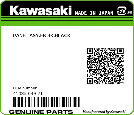 Product image: Kawasaki - 41035-049-21 - PANEL ASY,FR BK,BLACK  0