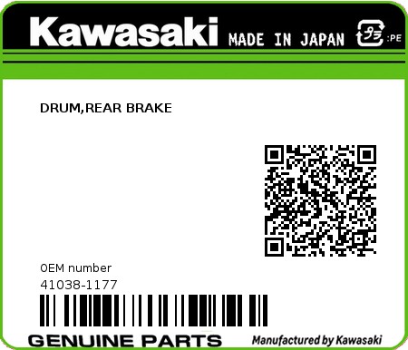 Product image: Kawasaki - 41038-1177 - DRUM,REAR BRAKE  0