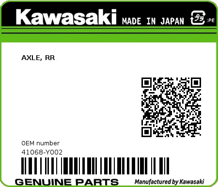 Product image: Kawasaki - 41068-Y002 - AXLE, RR  0