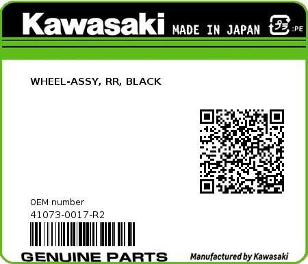 Product image: Kawasaki - 41073-0017-R2 - WHEEL-ASSY, RR, BLACK  0