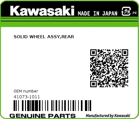 Product image: Kawasaki - 41073-1011 - SOLID WHEEL ASSY,REAR  0