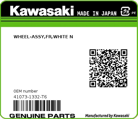 Product image: Kawasaki - 41073-1332-T6 - WHEEL-ASSY,FR,WHITE N  0