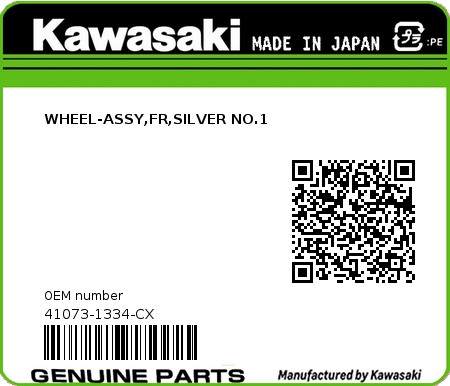 Product image: Kawasaki - 41073-1334-CX - WHEEL-ASSY,FR,SILVER NO.1  0
