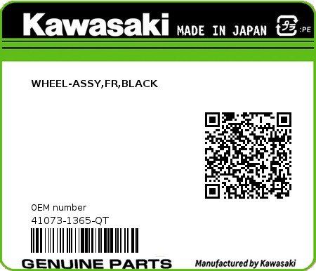 Product image: Kawasaki - 41073-1365-QT - WHEEL-ASSY,FR,BLACK  0
