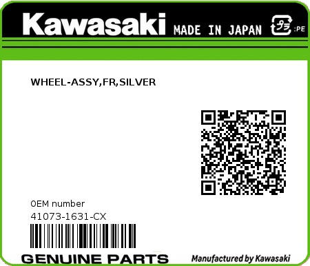 Product image: Kawasaki - 41073-1631-CX - WHEEL-ASSY,FR,SILVER  0