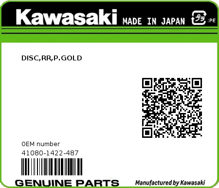 Product image: Kawasaki - 41080-1422-487 - DISC,RR,P.GOLD  0
